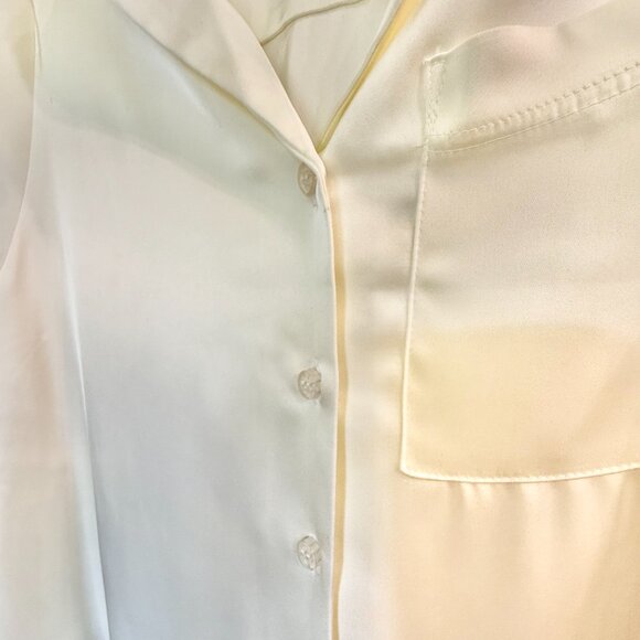Topshop | Ivory Satin Button-Up Shirt | Size US 2 - Picture 5 of 5